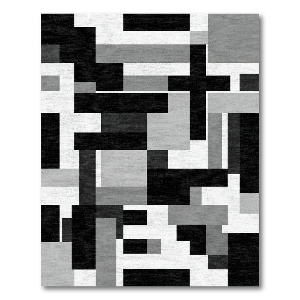 Monochromatic Geometric Abstract Block Art Rug