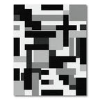 Monochromatic Geometric Abstract Block Art Rug
