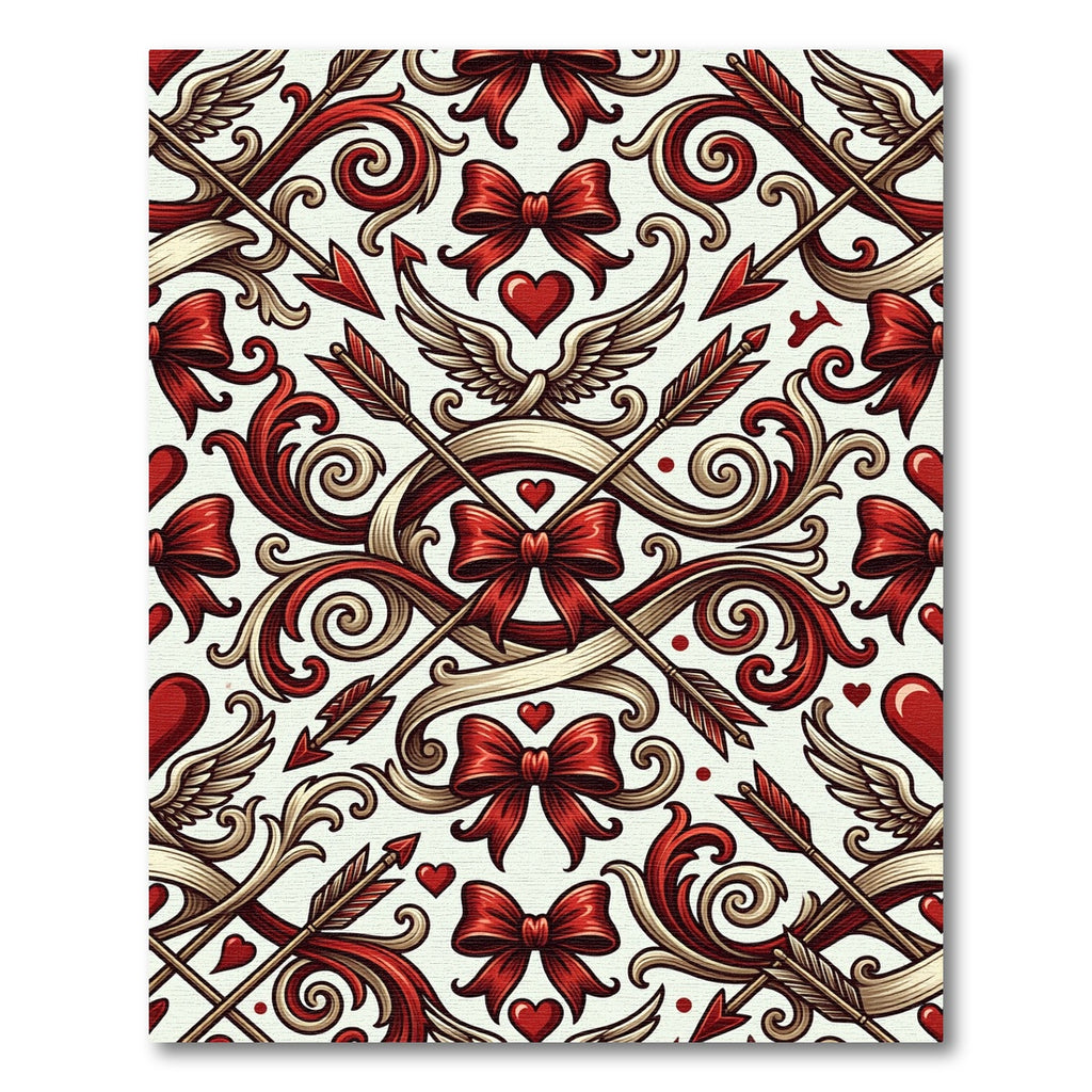 Romantic Winged Heart Cupid Arrow Scroll Rug