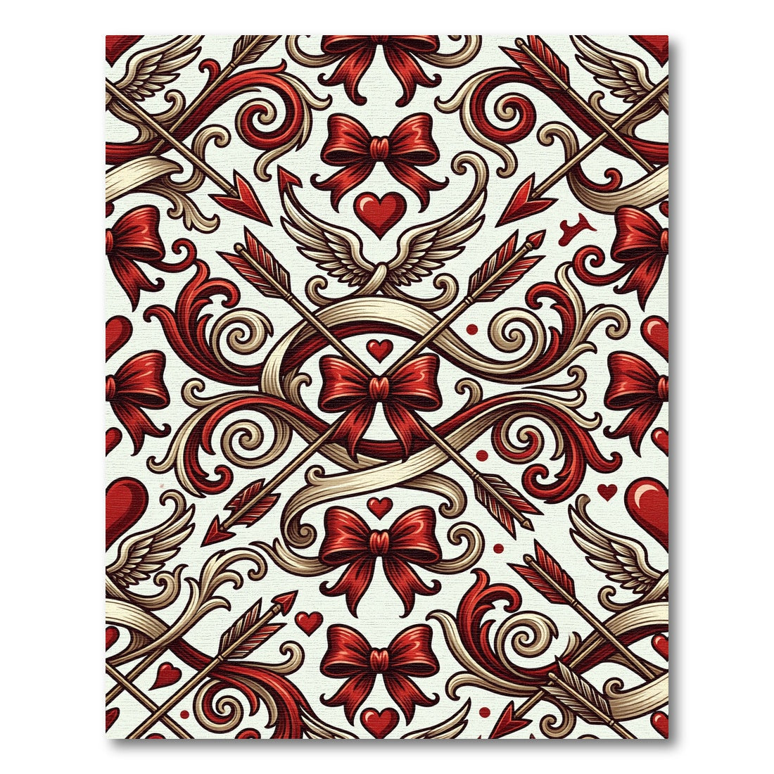 Romantic Winged Heart Cupid Arrow Scroll Rug