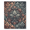 Ornate Floral Damask Coral Gray Rug