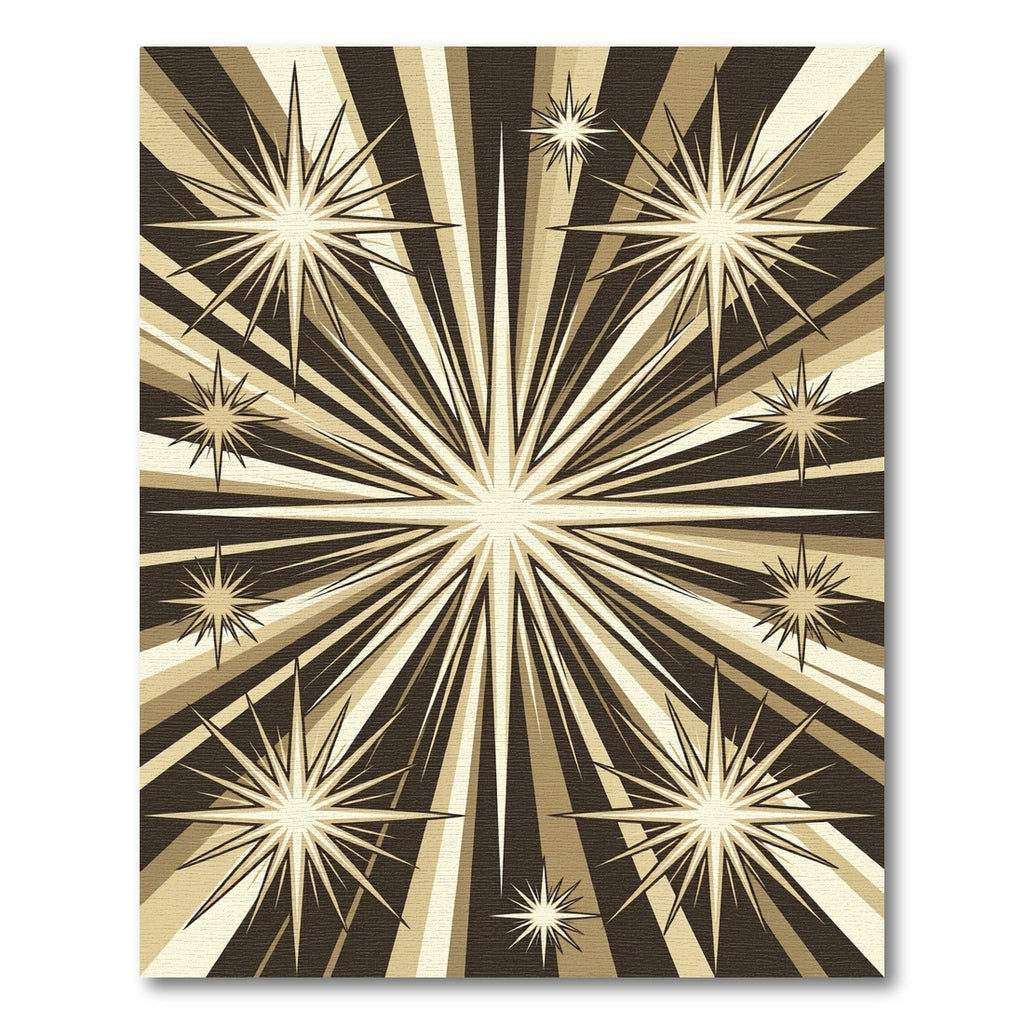 Retro Starburst Beige Radial Rug