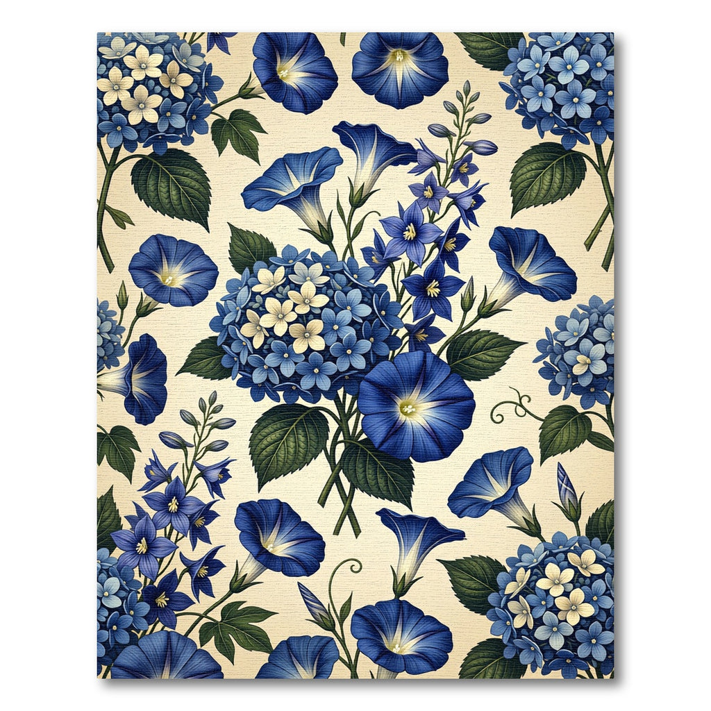 Vibrant Blue Morning Glory Hydrangea Arrangement Rug