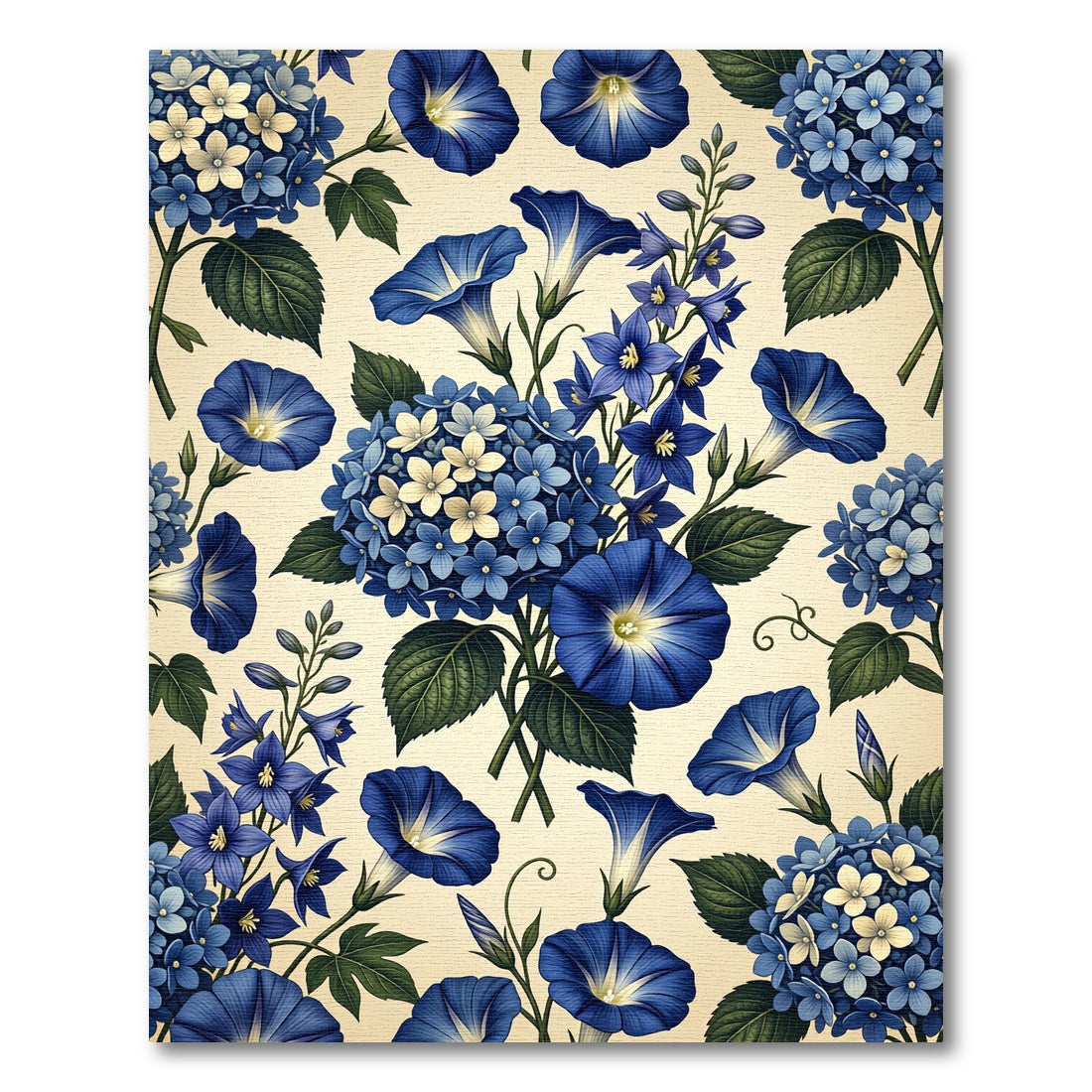Vibrant Blue Morning Glory Hydrangea Arrangement Rug