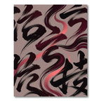 Dark Crimson Abstract Ink Brush Swirl Rug