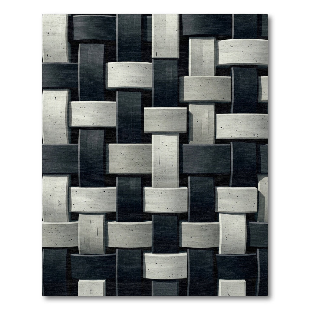 Monochrome Interwoven Black and Gray Woven Rug