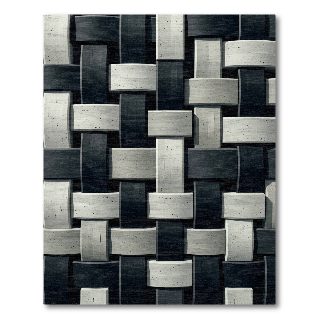 Monochrome Interwoven Black and Gray Woven Rug