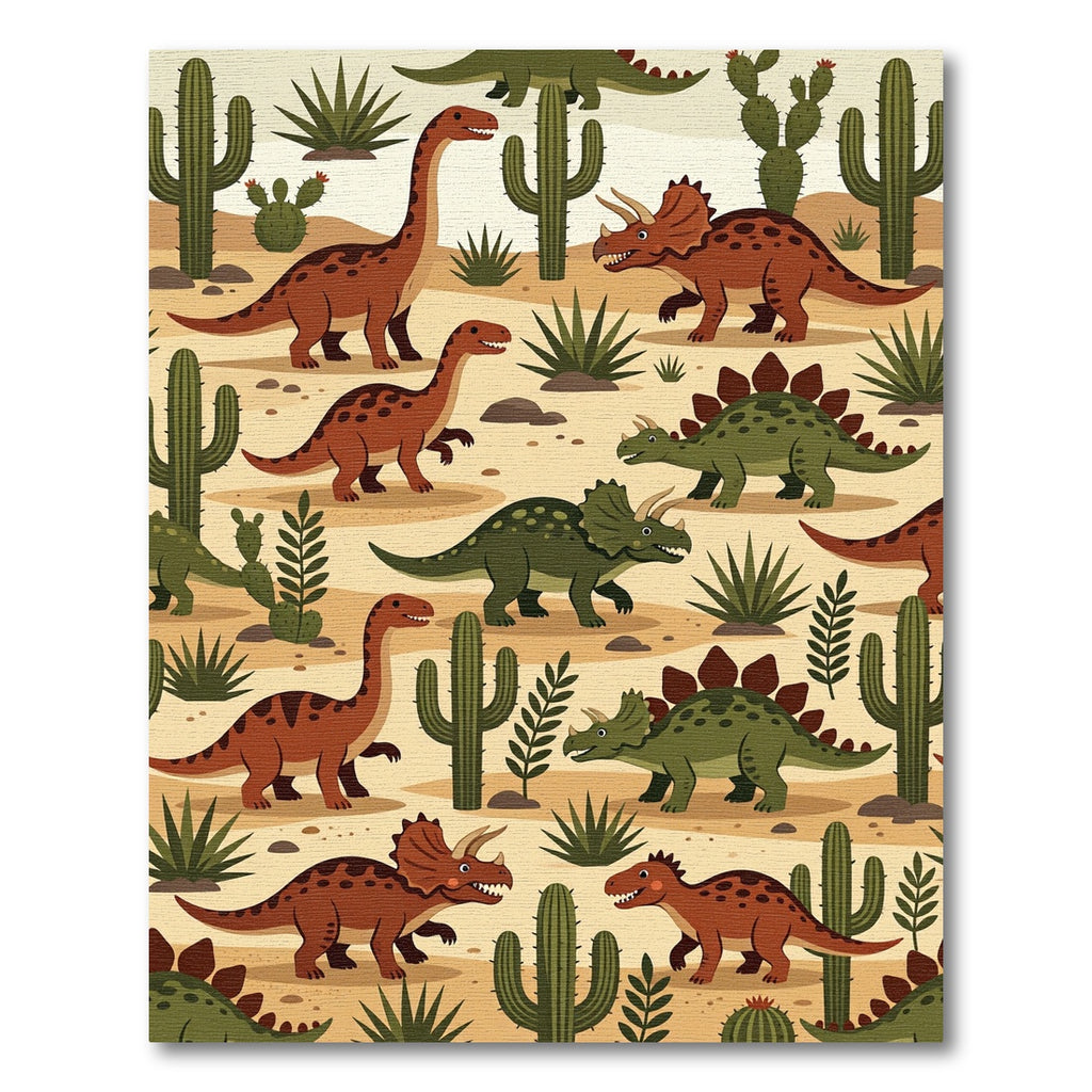 Whimsical Desert Dinosaur Earthy Tones Rug