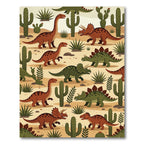 Whimsical Desert Dinosaur Earthy Tones Rug