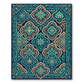 Intricate Teal and Gold Floral Medallion Rug