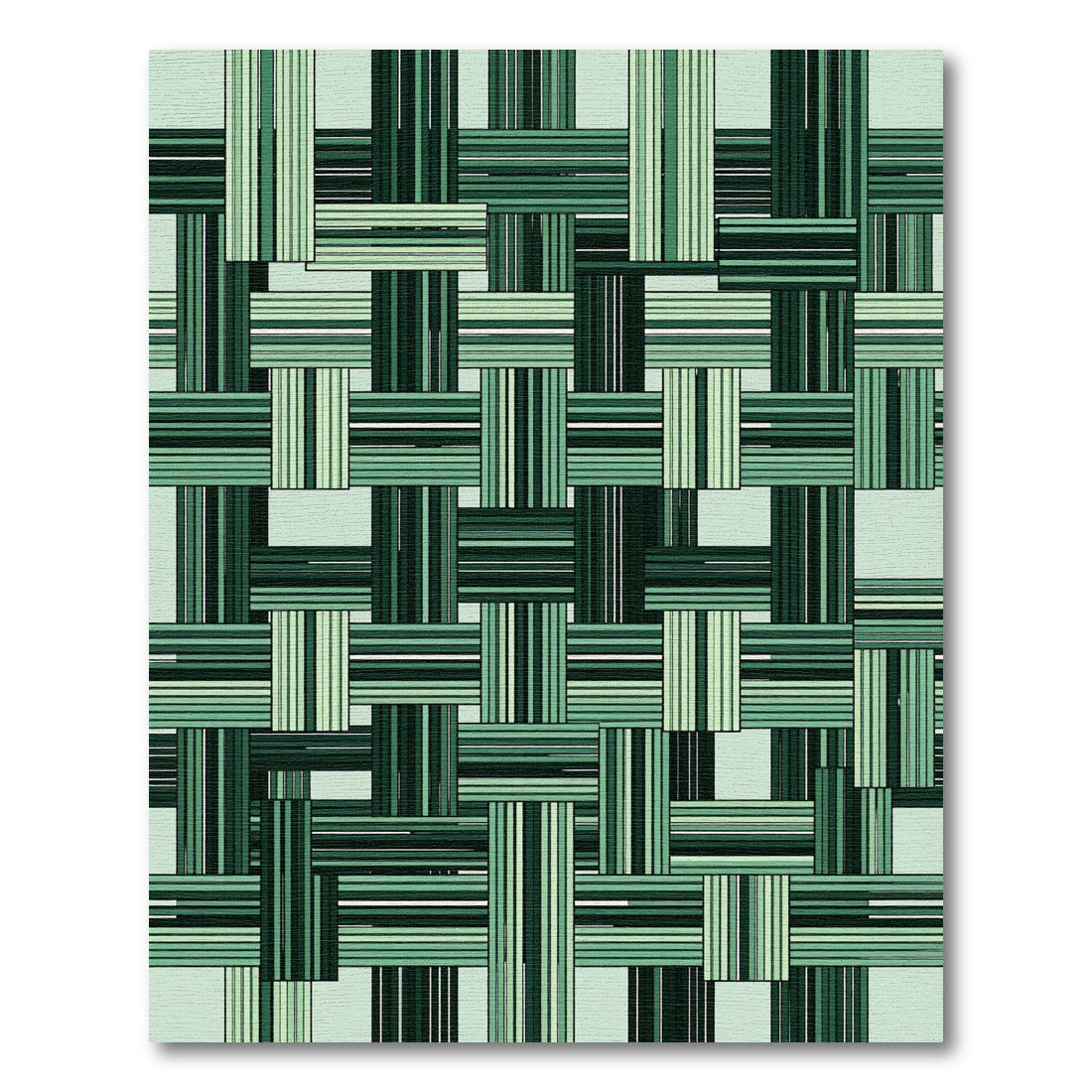 Shades of Green Woven Stripes Rug