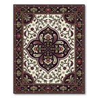 Elegant Floral Medallion with Maroon Vines Rug