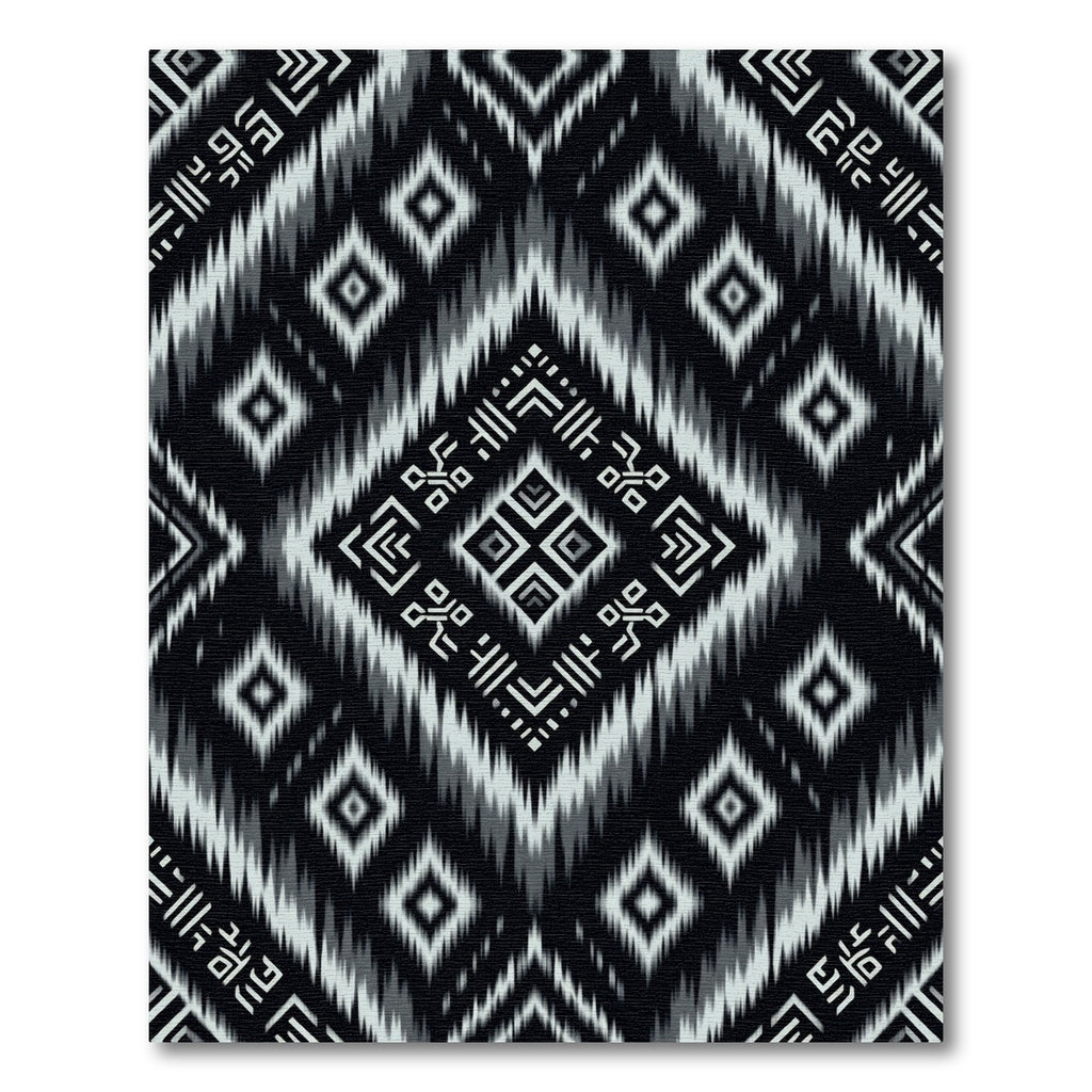 Monochrome Geometric Ikat Diamond Area Rug