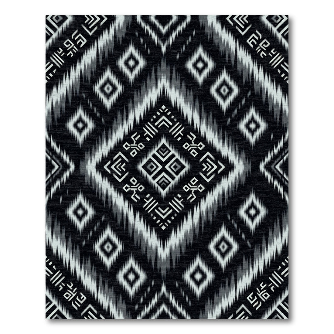 Monochrome Geometric Ikat Diamond Area Rug