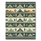 Earthy Mayan Pyramid Forest Feather Tile Rug