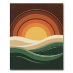 Retro Sunset Earthy Wave Landscape Rug