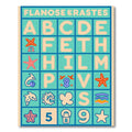 Aqua Teal Alphabet Sea Creatures Accent Rug