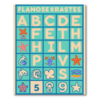 Aqua Teal Alphabet Sea Creatures Accent Rug