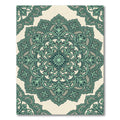 Sage Green Ornate Floral Damask Circle Rug
