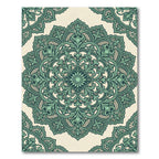 Sage Green Ornate Floral Damask Circle Rug