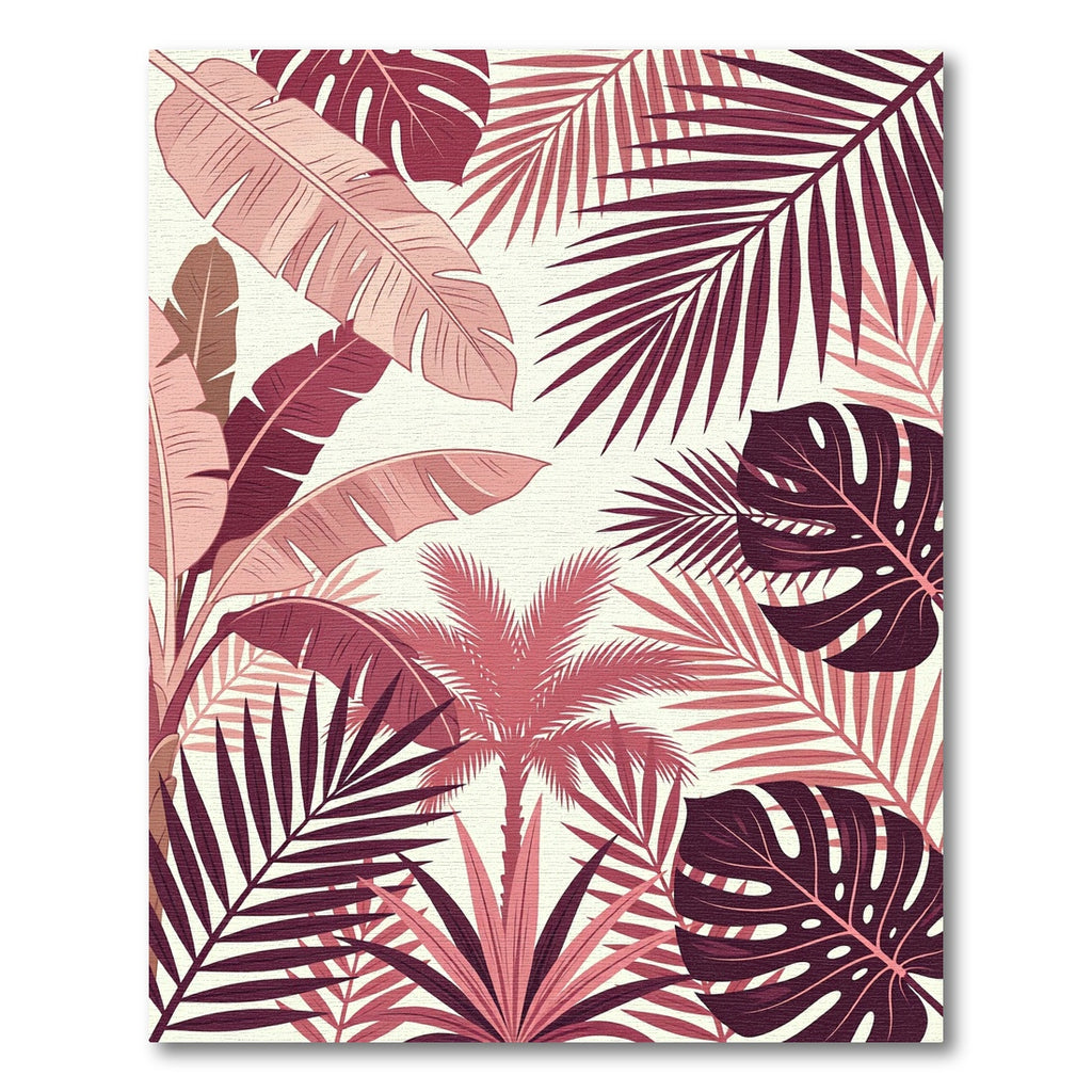 Crimson Tropical Leaf Paradise Rug