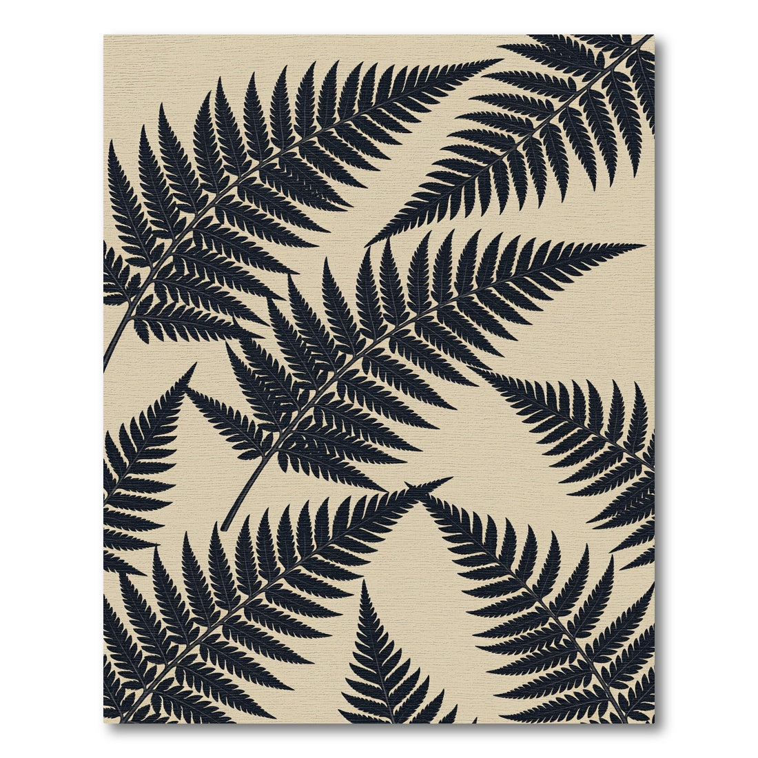 Minimalist Black Fern Botanical Art Rug
