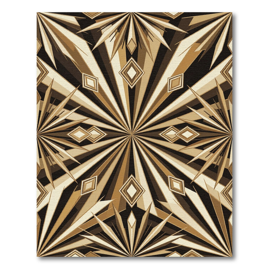 Geometric Gold Ray Sunburst Decorative Rug