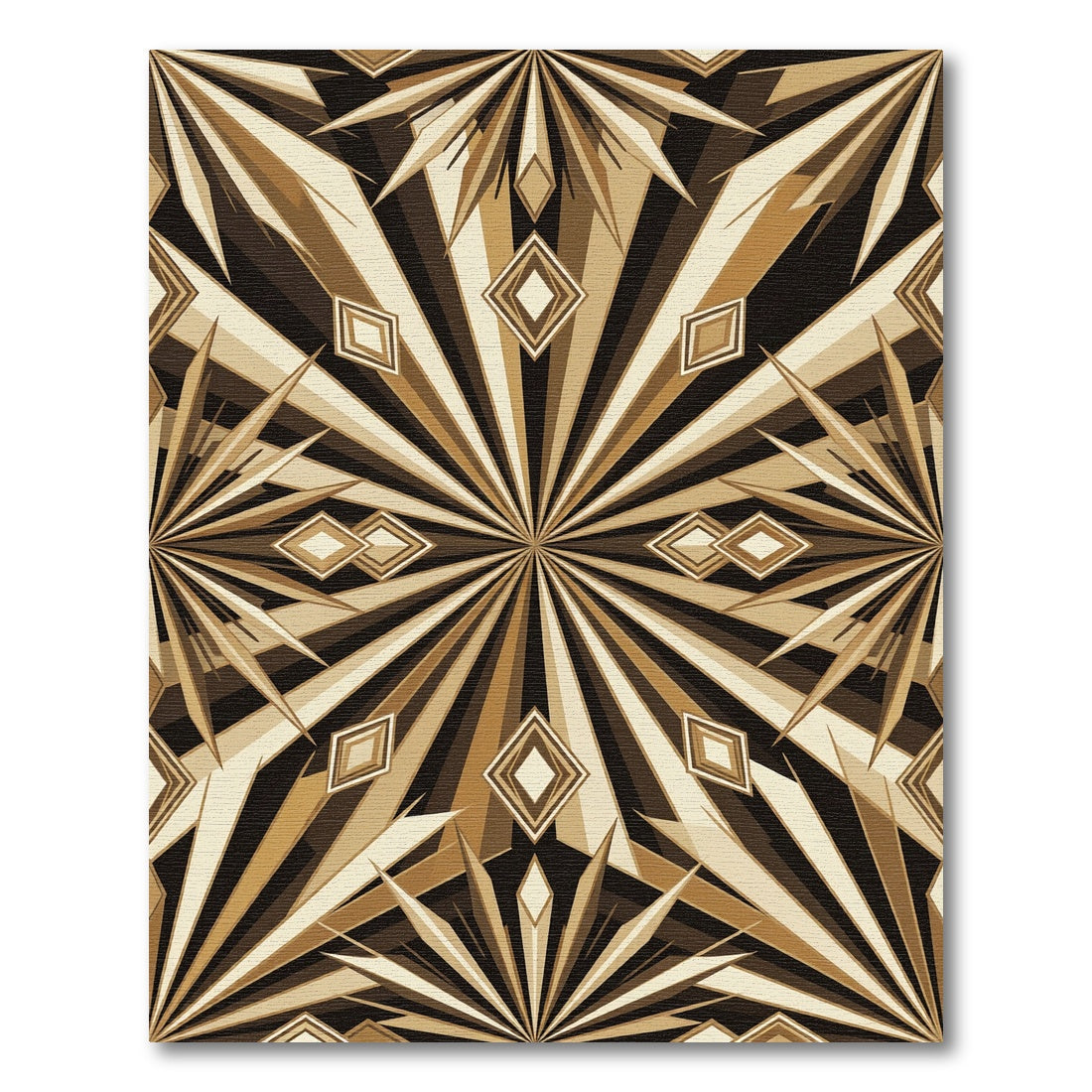 Geometric Gold Ray Sunburst Decorative Rug