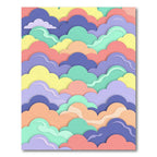 Vibrant Multicolored Cloud Shape Layered Art Rug