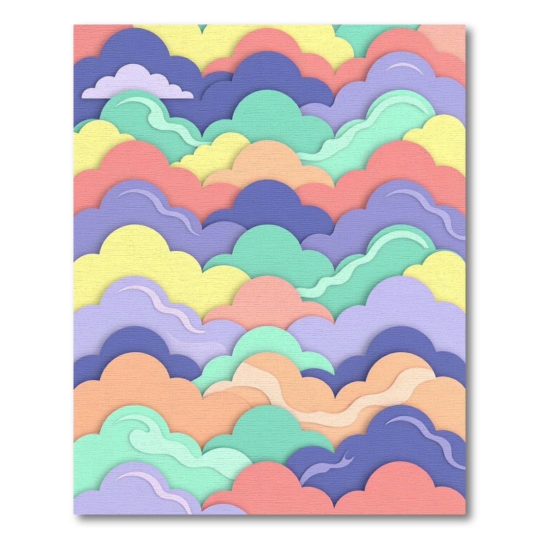 Vibrant Multicolored Cloud Shape Layered Art Rug