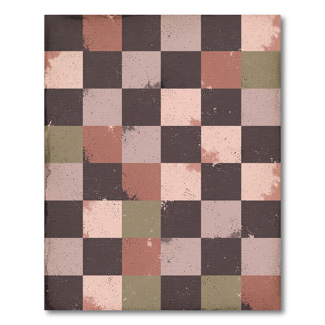 Terracotta Brown Subtle Splatter Check Rug