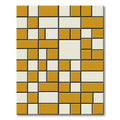 Abstract Ochre White Rectangles Rug