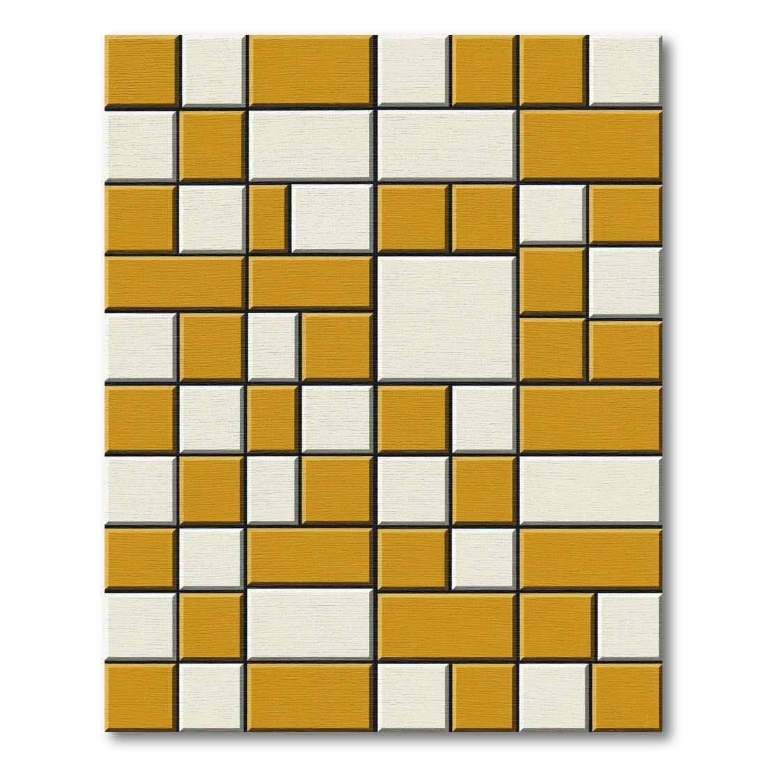 Abstract Ochre White Rectangles Rug