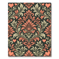 Coral Hearts Cream Damask Vines Rug