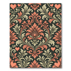Coral Hearts Cream Damask Vines Rug