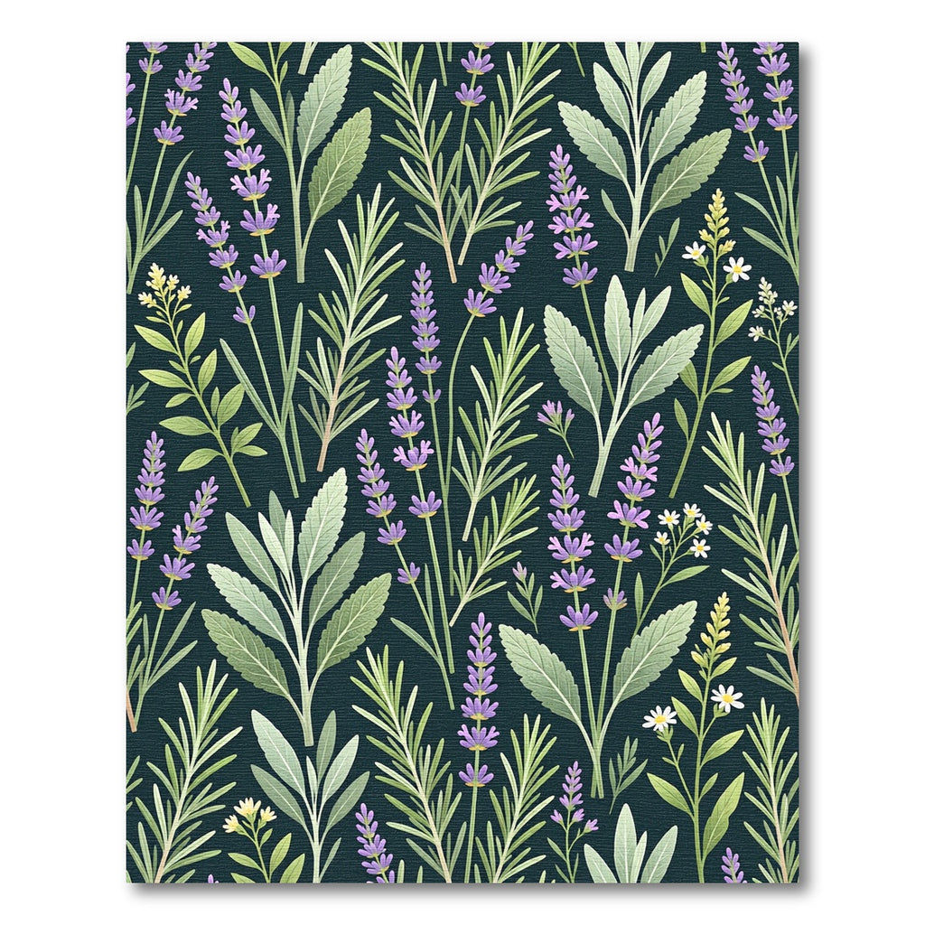 Botanical Lavender and Sage Dark Meadow Rug