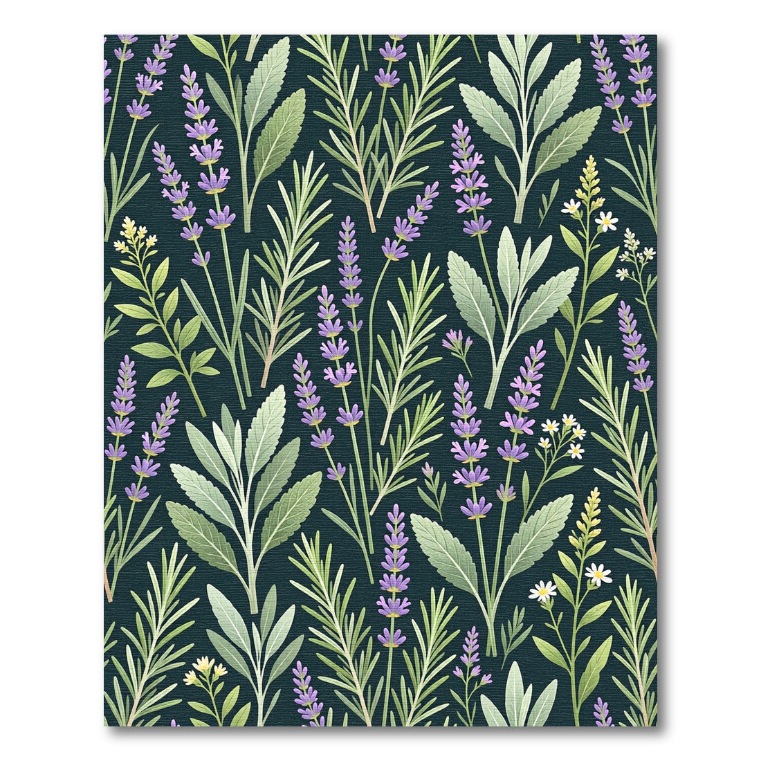 Botanical Lavender and Sage Dark Meadow Rug