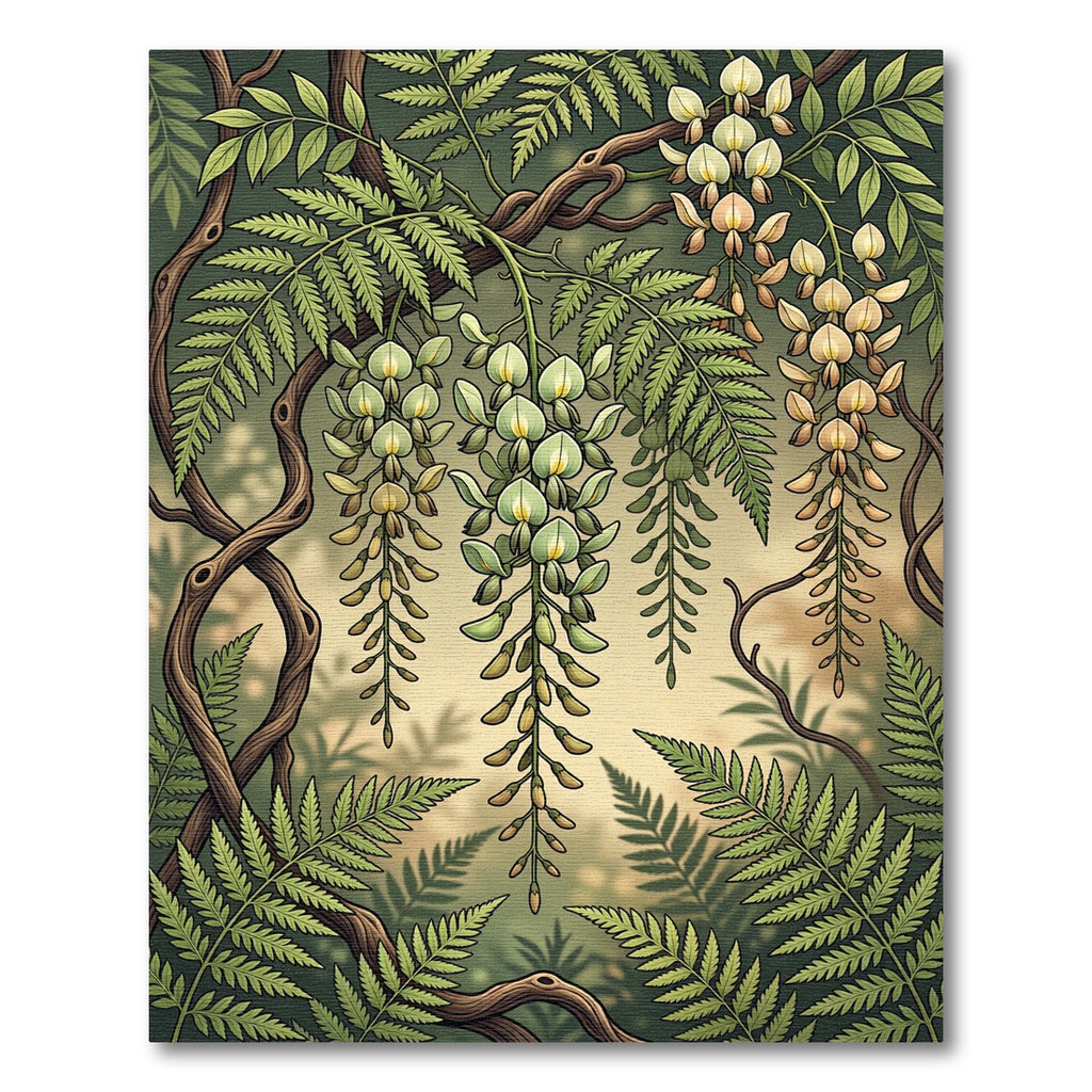 Botanical Sage Wisteria Fern Hanging Vine Rug