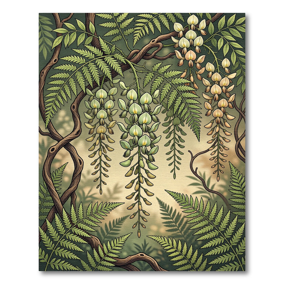 Botanical Sage Wisteria Fern Hanging Vine Rug
