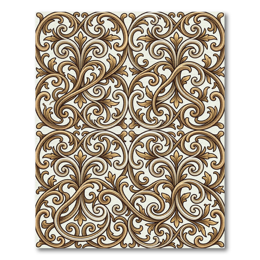 Elegant Gold Filigree Scroll Area Rug