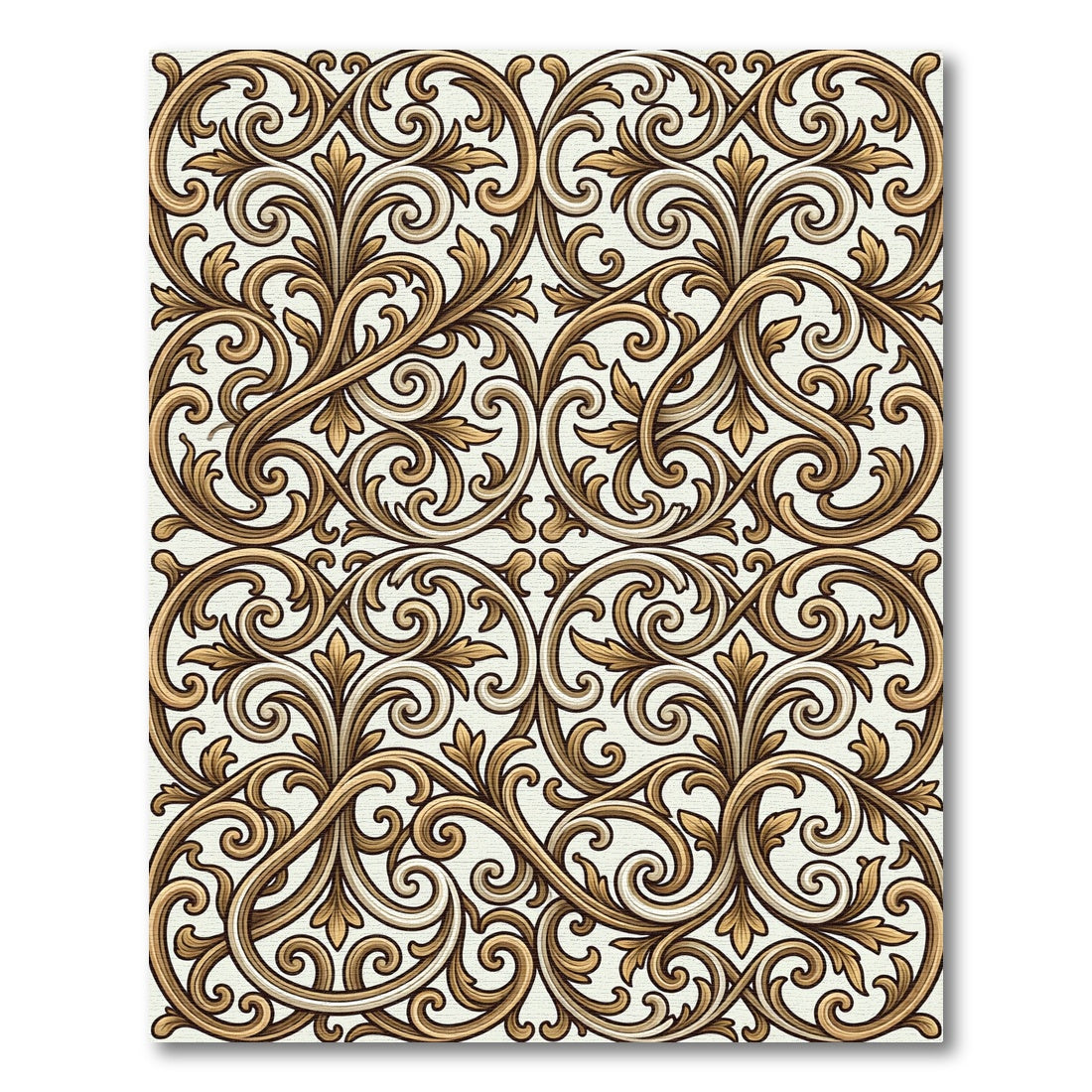 Elegant Gold Filigree Scroll Area Rug