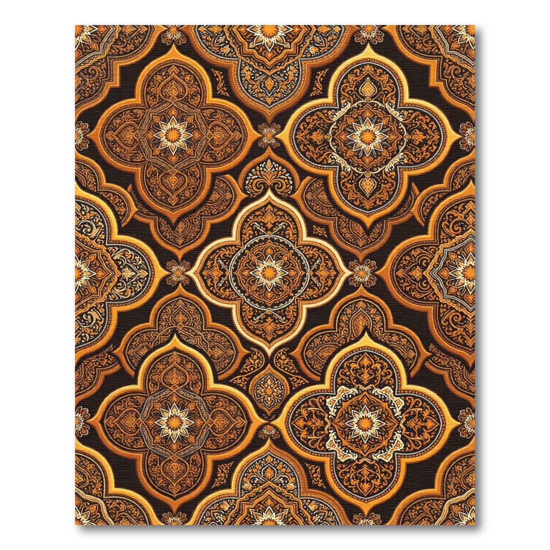 Aged Gold Arabesque Medallion Rug