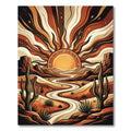 Earthy Desert Sun Canyon Landscape Rug