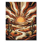 Earthy Desert Sun Canyon Landscape Rug