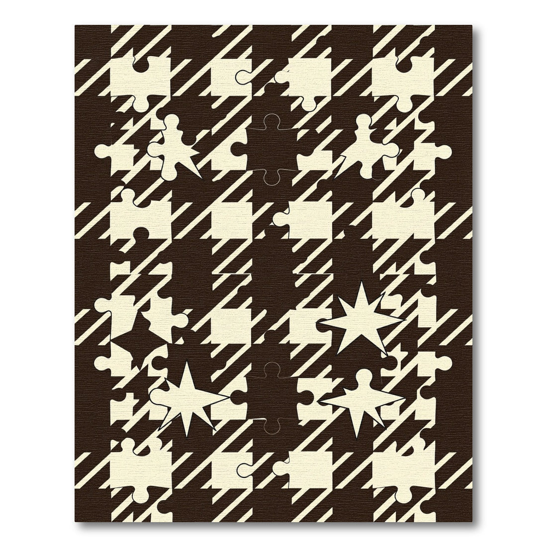 Torn Houndstooth Puzzle Pieces Rug