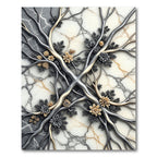 Modern Metallic Filigree Marble Floral Rug