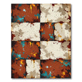 Distressed Ochre Teal Grunge Plaid Grid Rug