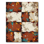 Distressed Ochre Teal Grunge Plaid Grid Rug