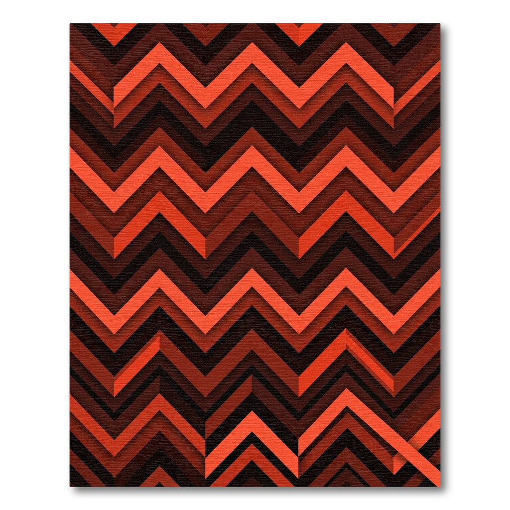 Deep Orange Chevron Layered Abstract Rug