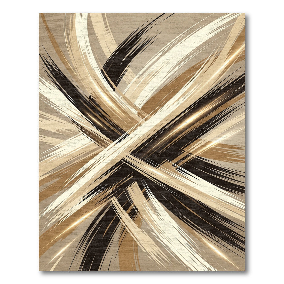 Abstract Gold Brushstroke Swirls Rug